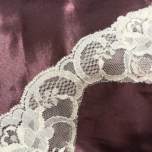 VINTAGE FRENCH DRESSING Brown Satin Cream Lace Camisole Tank Top size L Y2K 90’s - Picture 6 of 6